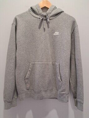 Nike Grey Pullover Hoodie Sweatshirt W/ White Swoosh Womens S